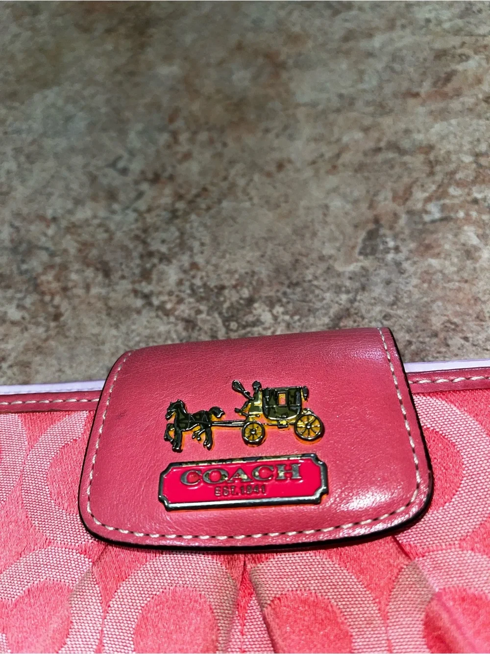 Coach Coral Signature Accordion Wallet